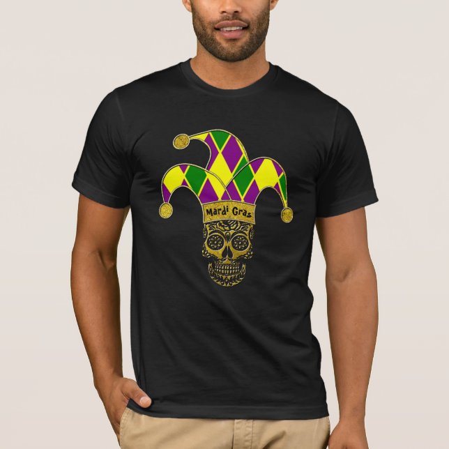 T-shirt Farceur de crâne de sucre de mardi gras (Devant)