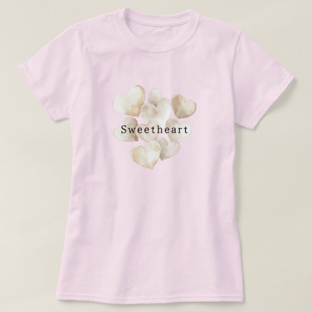 T-shirt Fard à Joues Crème Cœurs Chéri (Design devant)