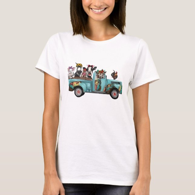 T-shirt Farm Animal Truck Shirt For Birthday Gift For (Devant)