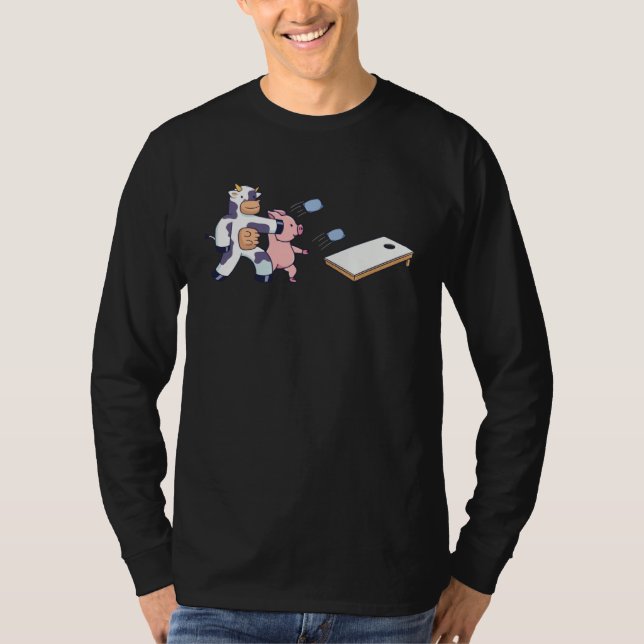 T-shirt Farm Animals Plaing Cornhole   Cornhole (Devant)