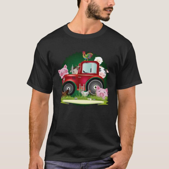 T-shirt farm animals with red tractor (Devant)