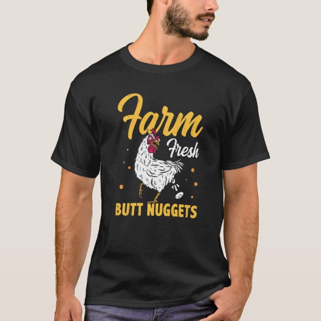 T-shirt Farm Fresh Butt Nuggets Agriculteur Tractor Driver (Devant)