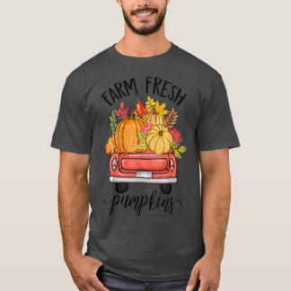 T-shirt Farm Fresh Pumpkin Truck Cute Fall Leaves Autumn P