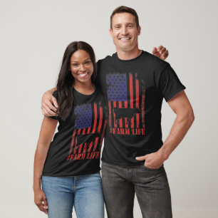T-shirt Farm Life American Flag & Cow