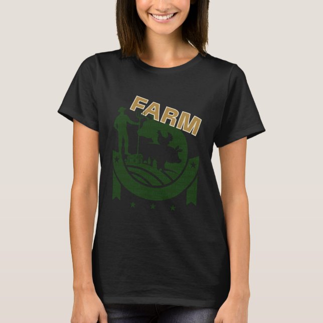T-shirt Farm Pig America Cow Farmer barn Chicken Field Rib (Devant)