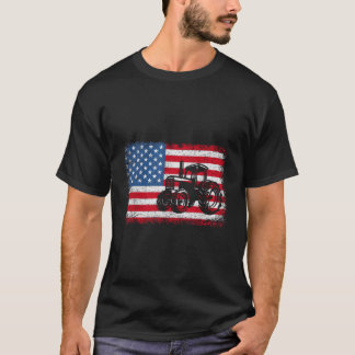 T-shirt Farm Tractors Usa Flag Patriotic Farming