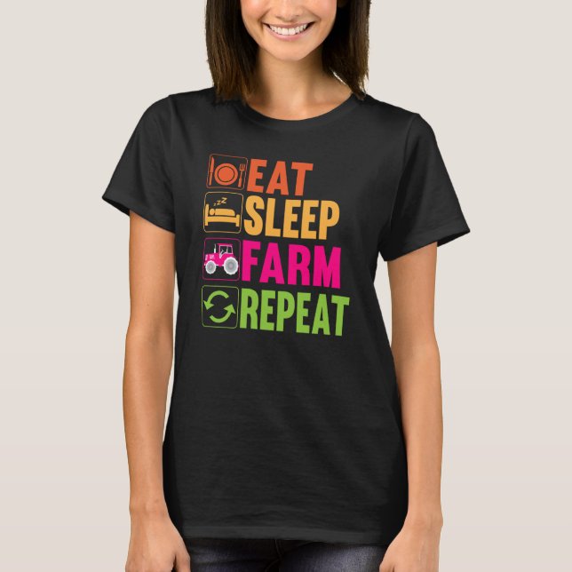 T-shirt Farmer Farming Humor Farm Life Repeat Barn Rancher (Devant)