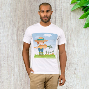 T-shirt Farmer Girl with Giant Carrot Gardening