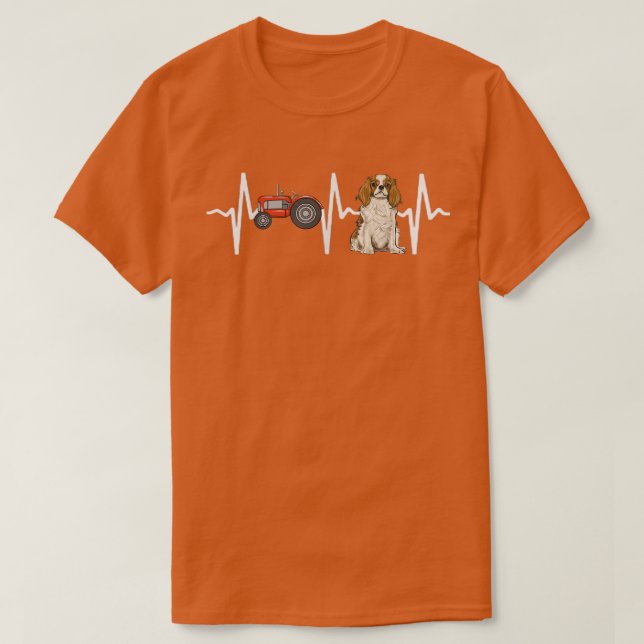 T-shirt Farmer Tractor Cavalier King Charles Spaniel Heart (Design devant)
