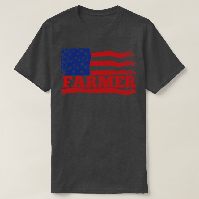 T-shirt Farmer USA American Flag Fishing (Design devant)