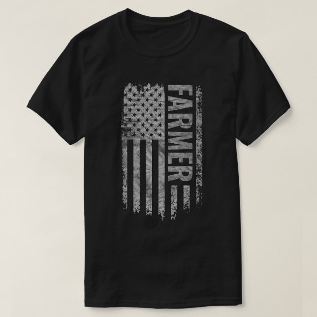 T-shirt Farmer USA Flag Distressed design (Design devant)