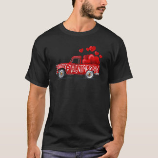 T-shirt Farmhouse Rouge Camion Valentines Journée Femmes F