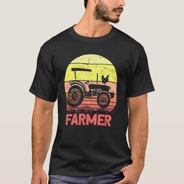 T-shirt Farming Tractor Retro Farmer (Devant)