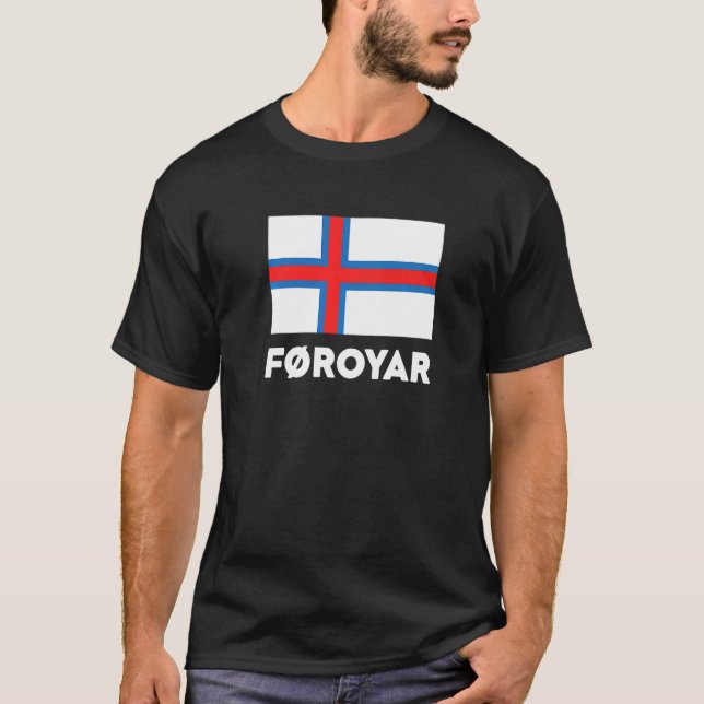 T-shirt Faroe Islands Flag Føroyar White Blue Red (Devant)