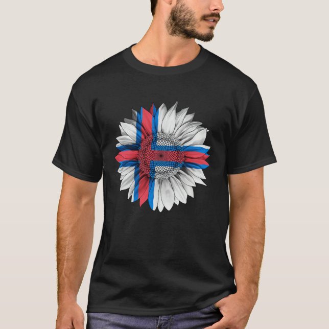 T-shirt Faroe Islands Flag Sunflower Faroese Roots Proud P (Devant)