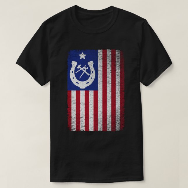 T-shirt Farrier American Flag Horseshoe (Design devant)