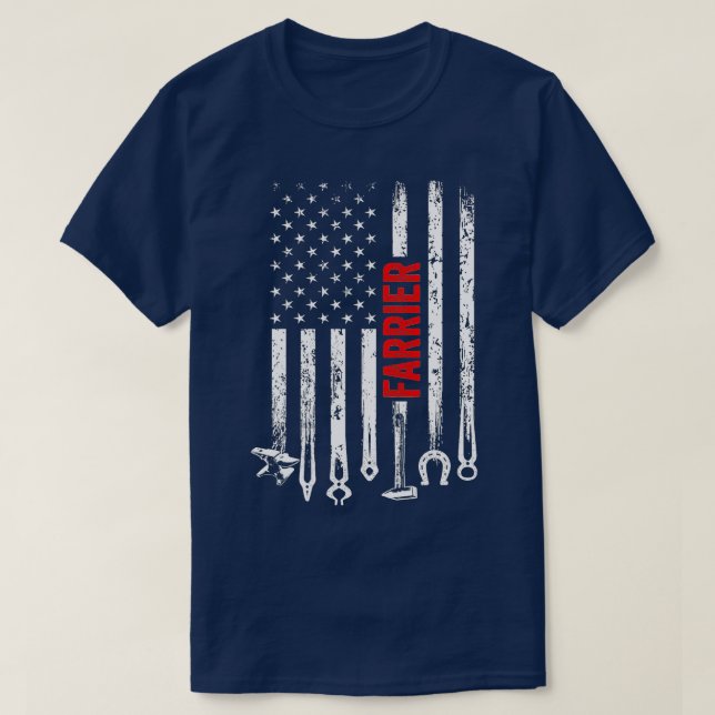 T-shirt Farrier US Drapeau Horseshoe Horseshoe Trimming Eq (Design devant)