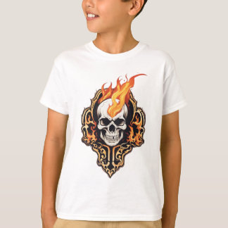 T-Shirt Farsi Flaming Skull Graphic Kids