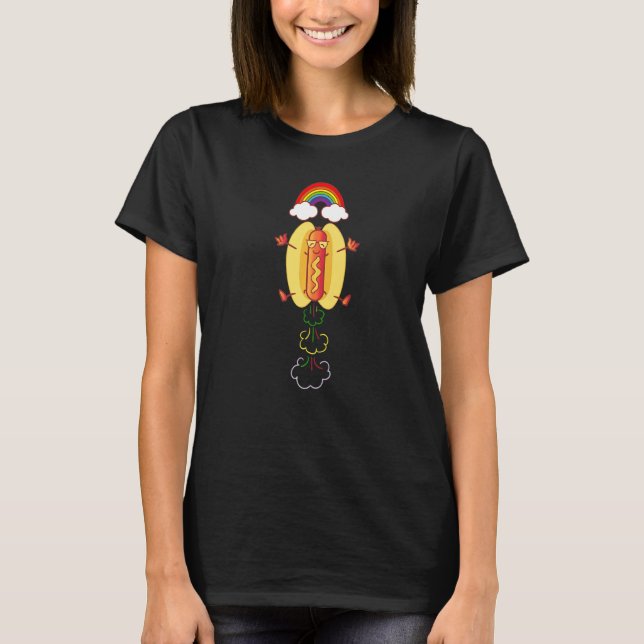 T-shirt Fart Hotdog Rainbow Farting Flatulence Humour (Devant)