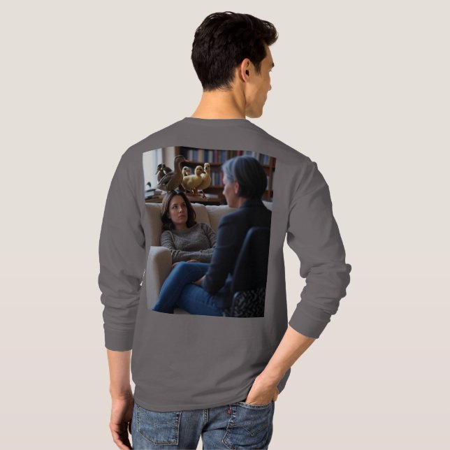 T-shirt Fascination avec Canards hommes gris long chemise  (Dos entier)