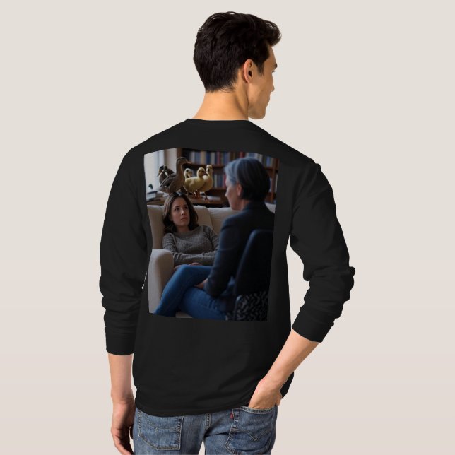 T-shirt Fascination Pour Canards hommes noir longue chemis (Dos entier)