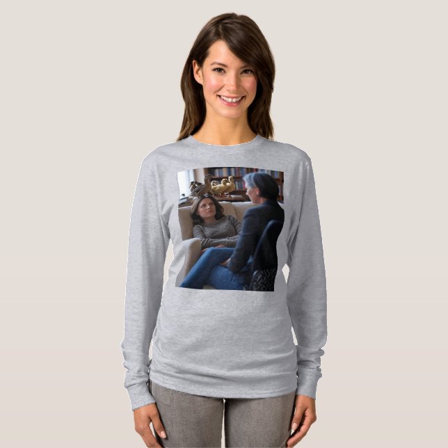 T-shirt Fascination Pour Les Canards femmes gris long chem (Devant entier)