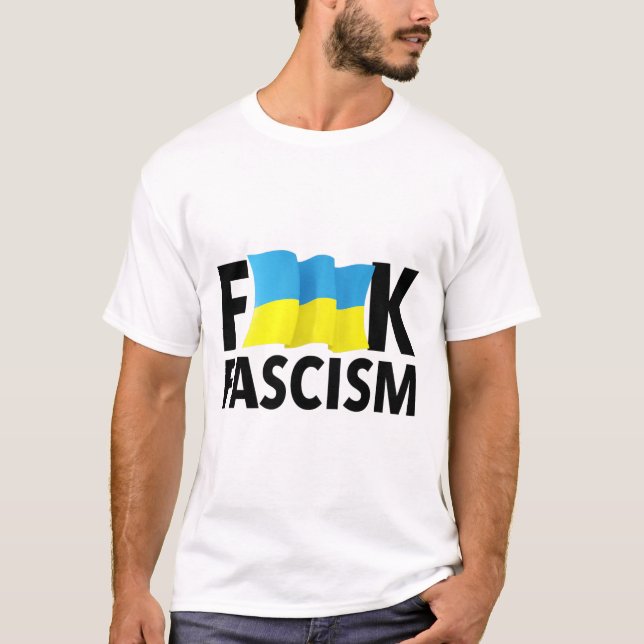 T-shirt Fascisme - Censuré avec le drapeau ukrainien  (Devant)