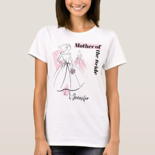 T-shirt Fashion Bride Groupe rose Mère de l'épouse Nom