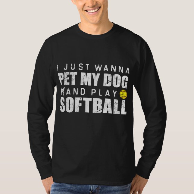 T-shirt Fastpitch Softball Funny Chien (Devant)