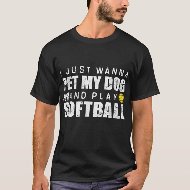 T-shirt Fastpitch Softball Funny Chien (Devant)