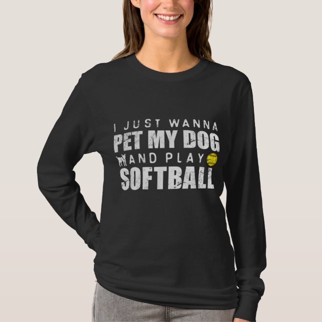 T-shirt Fastpitch Softball Funny Chien (Devant)