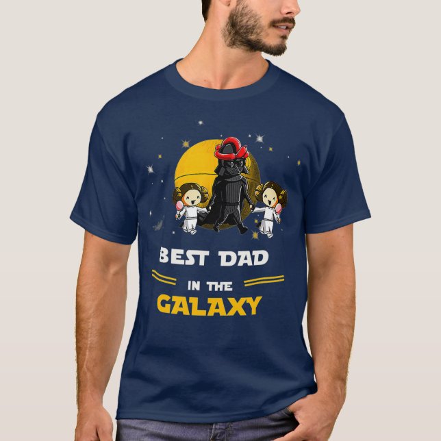 T-shirt Father 2 Daughters Meilleur DAD dans le Galaxy day (Devant)