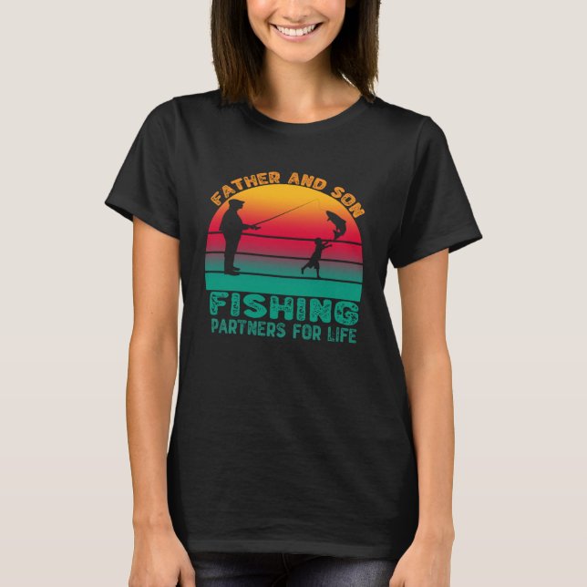 T-shirt Father And Son Fishing Partners For Life Retro Fat (Devant)