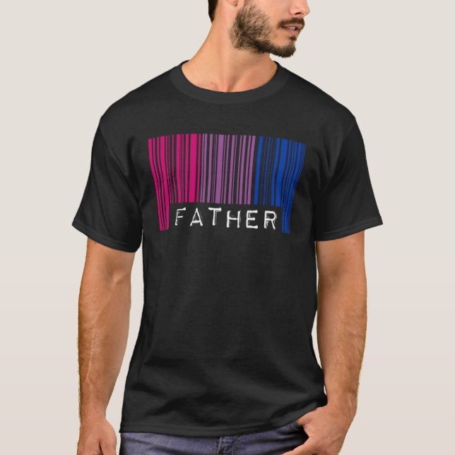T-shirt Father Barcode Bisexual Pride Flag Aesthetic Fathe (Devant)