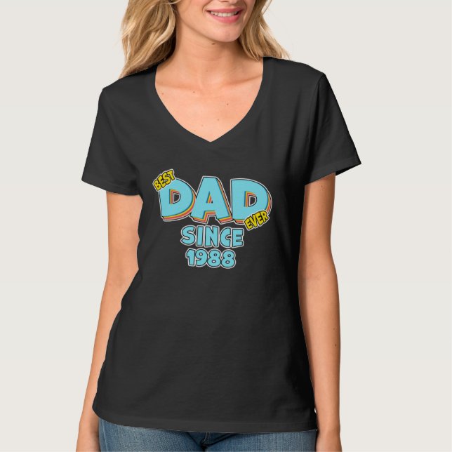 T-shirt Father Best Dad Ever Since 1988 Great Dad (Devant)