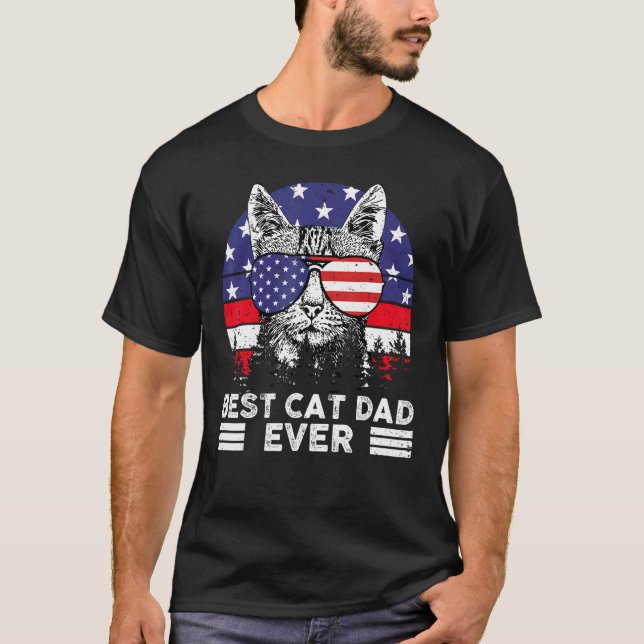 T-shirt Father Day  Best Cat Dad Ever US Flag Patriotic 4t (Devant)