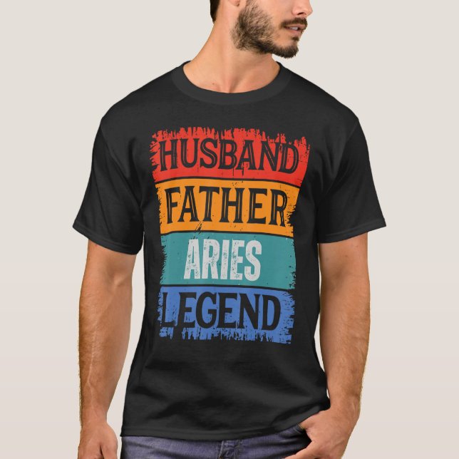 T-shirt Father Husband ARIES Legend Proud Dad  Retro Papa (Devant)