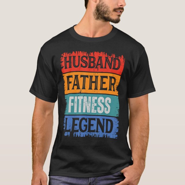 T-shirt Father Husband FITNESS Legend Proud Dad  Retro Pap (Devant)