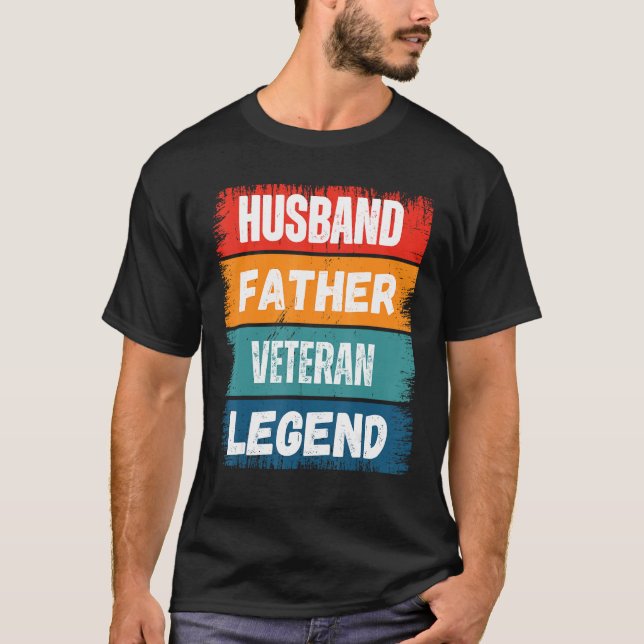 T-shirt Father Husband VETERAN Legend Proud Dad  Retro Pap (Devant)