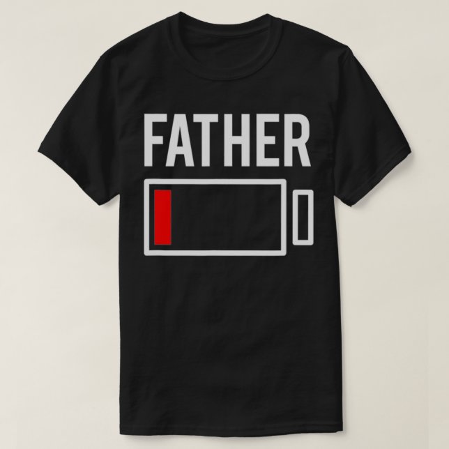 T-shirt Father Low Battery Red  (Design devant)