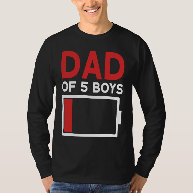 T-shirt Father of 5 Boys Father's Day Papa (Devant)