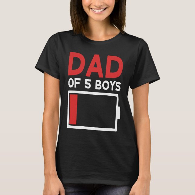 T-shirt Father of 5 Boys Father's Day Papa (Devant)