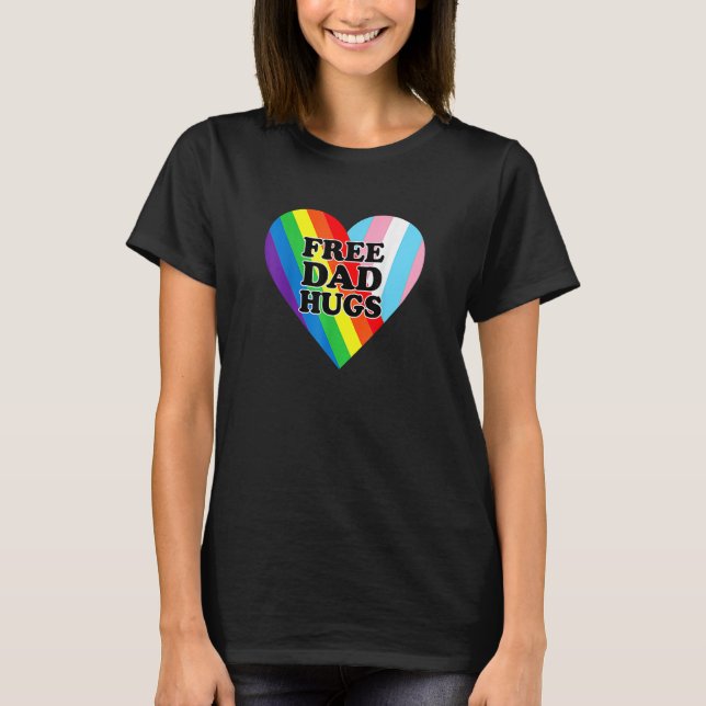 T-shirt Father s Day 2023 Free Dad Hugs Transgender Rainbo (Devant)