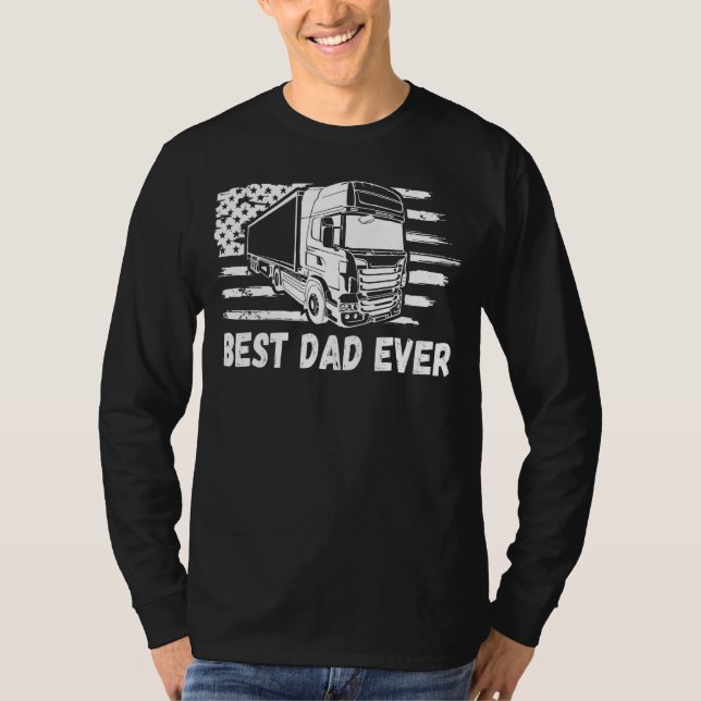 T-shirt Father s day Best Dad Ever US Flag Trucker for 4th (Devant)