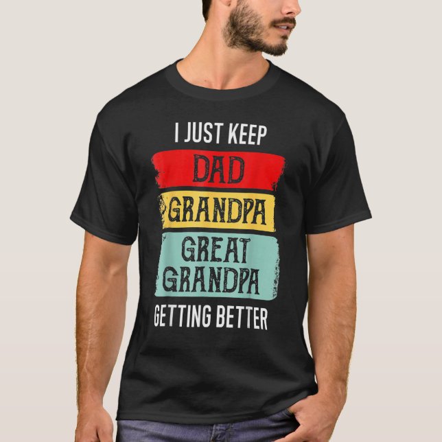 T-shirt Father s Day Granddad Papa Dad Great Grandpa Retro (Devant)