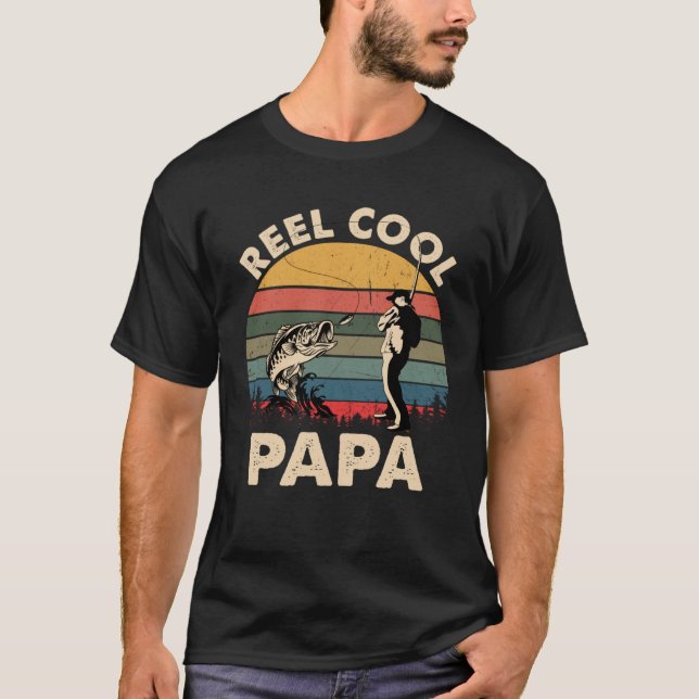 T-shirt Father s Day  Papa Fishing Reel Cool Papa Fisherma (Devant)