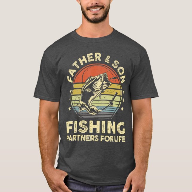 T-shirt Father Son Matching Fishing Funny Bass Fish Dad fa (Devant)