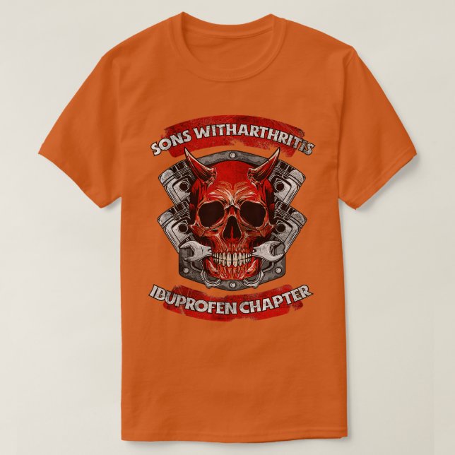 T-shirt Father Sons with Arthritis Ibuprofen Chapter Motor (Design devant)