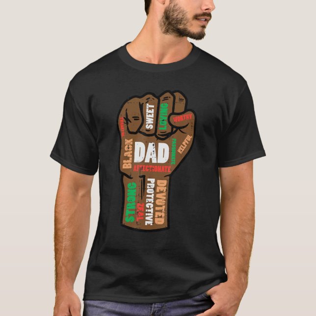 T-shirt Fathers Day Black Dad Fist Words African Papa Dadd (Devant)