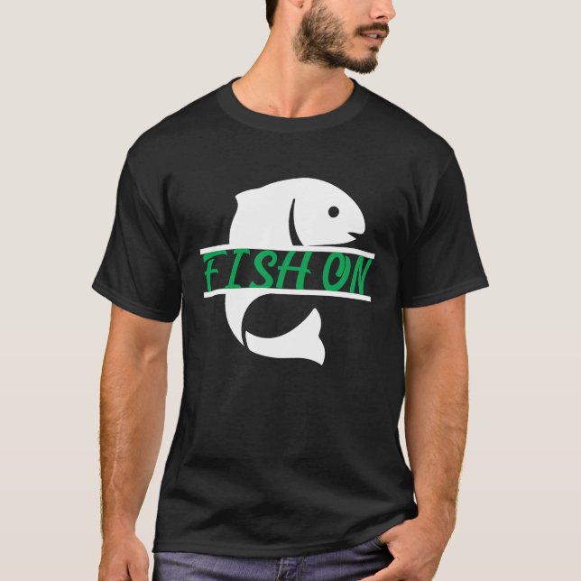 T-shirt Father's Day Fishing Fisherman Fish On Rod (Devant)